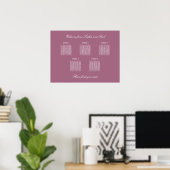 Mauve 5 Table Wedding Chart Poster (Heimbüro)