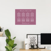 Mauve 8 Table Wedding Chart Poster (Heimbüro)