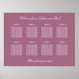 Mauve 8 Table Wedding Chart Poster