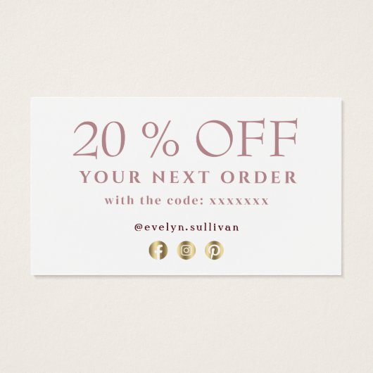 Mauve agate danke Ihnen Rabattkarte (Rückseite)