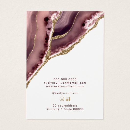 Mauve agate Halskette-Display-Karte (Rückseite)