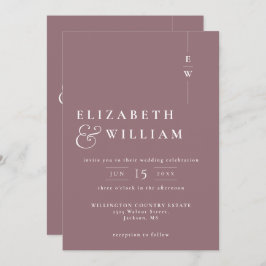 Mauve All in one moderne Monogram Wedding Einladung