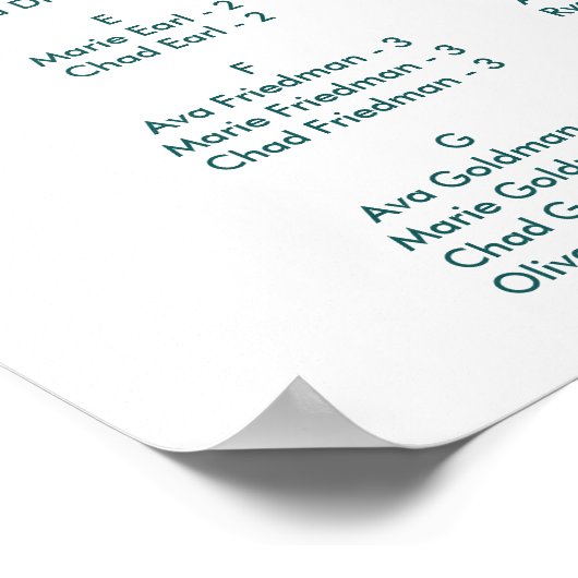 Mauve Alphabetisch-Seetabelle Poster (Ecke)