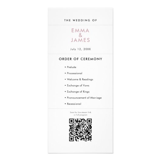 Mauve Ampersand Hochzeit | Programm | QR Code (Vorne)