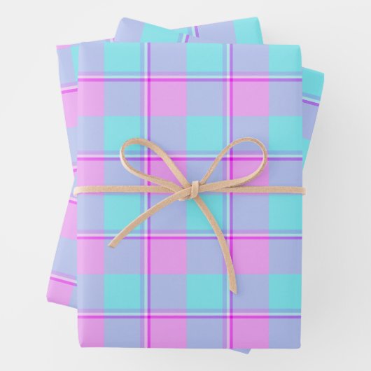 Mauve and Coastal Mist Plaid Geschenkpapier Set (Beispiel)