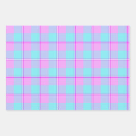 Mauve and Coastal Mist Plaid Geschenkpapier Set