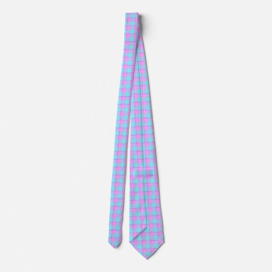 Mauve and Coastal Mist Plaid Neck Tie Krawatte (Rückseite)