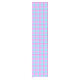Mauve and Coastal Mist Plaid Pink Blue Kurzer Tischläufer