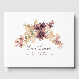 Mauve and Gold Floral Vintage Wedding Gästebuch