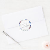 Mauve and Navy Blue Floral Wedding Siegel Runder Aufkleber (Umschlag)