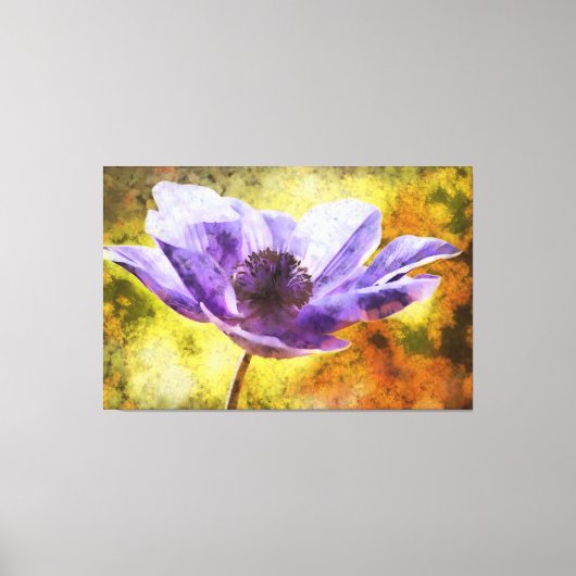 Mauve Anemone Blume Acrylmalerei Leinwanddruck (Vorderseite)