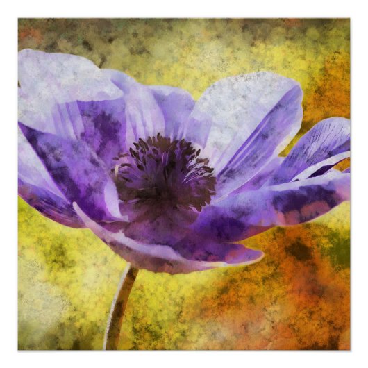 Mauve Anemone Blume Acrylmalerei Poster (Vorderseite)