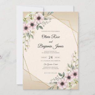 Mauve Anemone Goldene Hochzeit Einladung