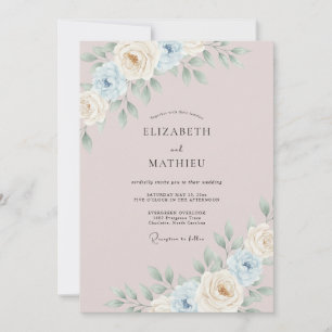 Mauve anmutige Wasserfarben-Hochzeit Einladung