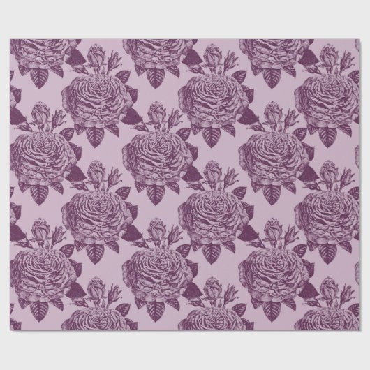 Mauve Antike Rose Muster Geschenkpapier (Flach)
