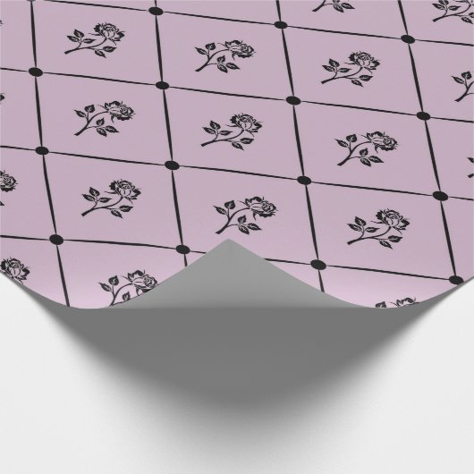 Mauve Antique Dainty Verzierte Rose Muster Geschenkpapier (Ecke)