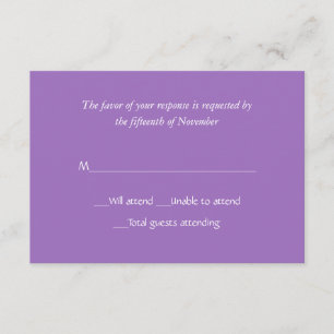 Mauve-Antwortkarte für alle Einsatzzwecke RSVP Karte