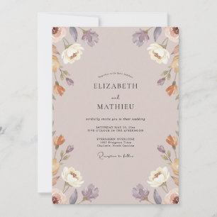 Mauve Aprikosen-Blüten-Hochzeit Einladung