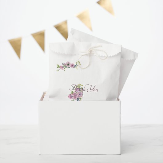 Mauve Aquarell Blumendanke Geschenktütchen (Party)