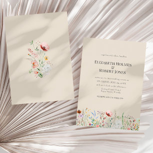 Mauve-Aquarell-Wildblumen-Hochzeitseinladung Einladung