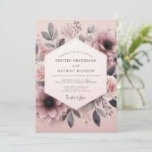 Mauve Ash Botanical Wedding Einladung (Stehend Vorderseite)