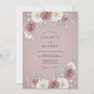 Mauve Atmosphärische Vintage-Hochzeit Einladung