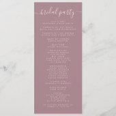 Mauve Autumn Floral Wedding Programm (Rückseite)