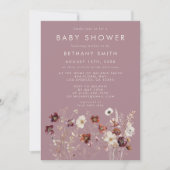 Mauve Babydusche aus Whimsical Fall Getrocknete Bl Einladung (Vorderseite)