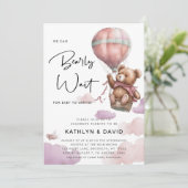 Mauve Balloon wir können frühzeitig abwarten Mädch Einladung (Stehend Vorderseite)