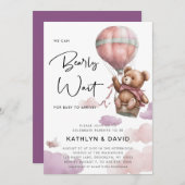 Mauve Balloon wir können frühzeitig abwarten Mädch Einladung (Vorne/Hinten)