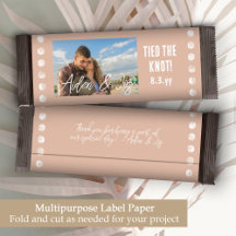 Mauve Beige Wedding Foto Candy Bar Wrapper
