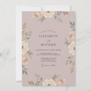 Mauve Bemalte Pfingstrosen-Hochzeit Einladung