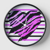 Mauve & Black Lovehart Design Square Wall Clock Uhr (Vorderseite)