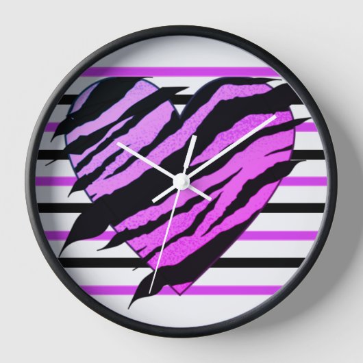Mauve & Black Lovehart Design Square Wall Clock Uhr (Vorderseite)