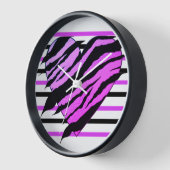 Mauve & Black Lovehart Design Square Wall Clock Uhr (Winkel)
