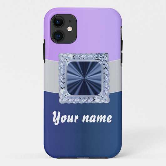 Mauve & Blau anpassbarer Text Case-Mate iPhone Hülle (Rückseite)
