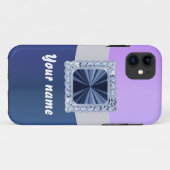 Mauve & Blau anpassbarer Text Case-Mate iPhone Hülle (Rückseite (Horizontal))