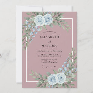 Mauve Blaue Rose Ätherische Hochzeit Einladung
