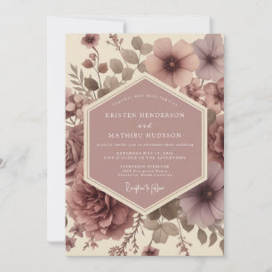 Mauve-Bloom-Romance-Hochzeit Einladung