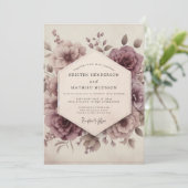 Mauve Bloom Romantic Vintage Wedding Einladung (Stehend Vorderseite)