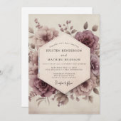 Mauve Bloom Romantic Vintage Wedding Einladung (Vorne/Hinten)