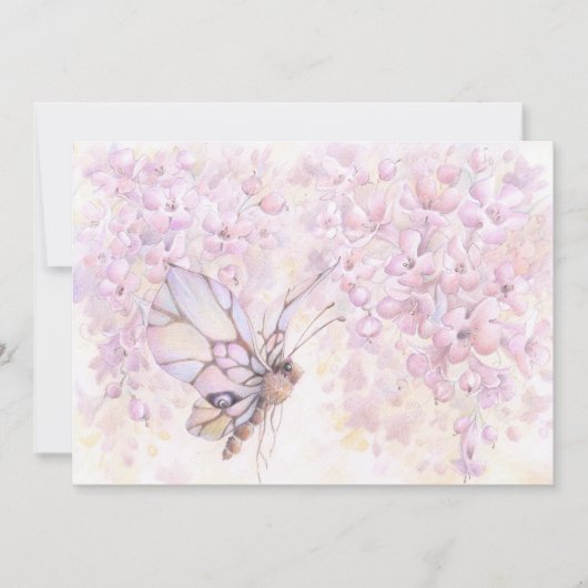 Mauve Blossom & Butterfly Einladung (Vorderseite)
