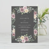 Mauve Blossom Hochzeit Einladung (Stehend Vorderseite)