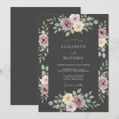 Mauve Blossom Hochzeit Einladung (Vorne/Hinten)