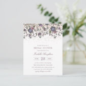 Mauve Blossom & Rose Gold Confetti Brautparty Einladungspostkarte (Stehend Vorderseite)