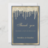 Mauve Blue Gold Glitzer Tropfen Luxus Vielen Dank Einladung (Vorderseite)