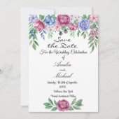 Mauve Blue Peonies Floral Save The Date (Vorderseite)