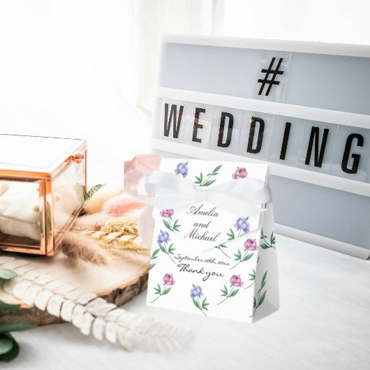 Mauve Blue Peonies Floral Wedding Geschenkschachtel