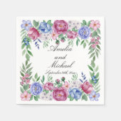 Mauve Blue Peonies Floral Wedding Serviette (Vorderseite)