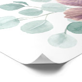 Mauve-Blume und Eukalyptus-Hochzeitstabelle Poster (Ecke)